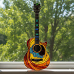 Guitar 2D Flat Suncatcher, Faux Stained Glass Acrylic Window Hanging – main product view