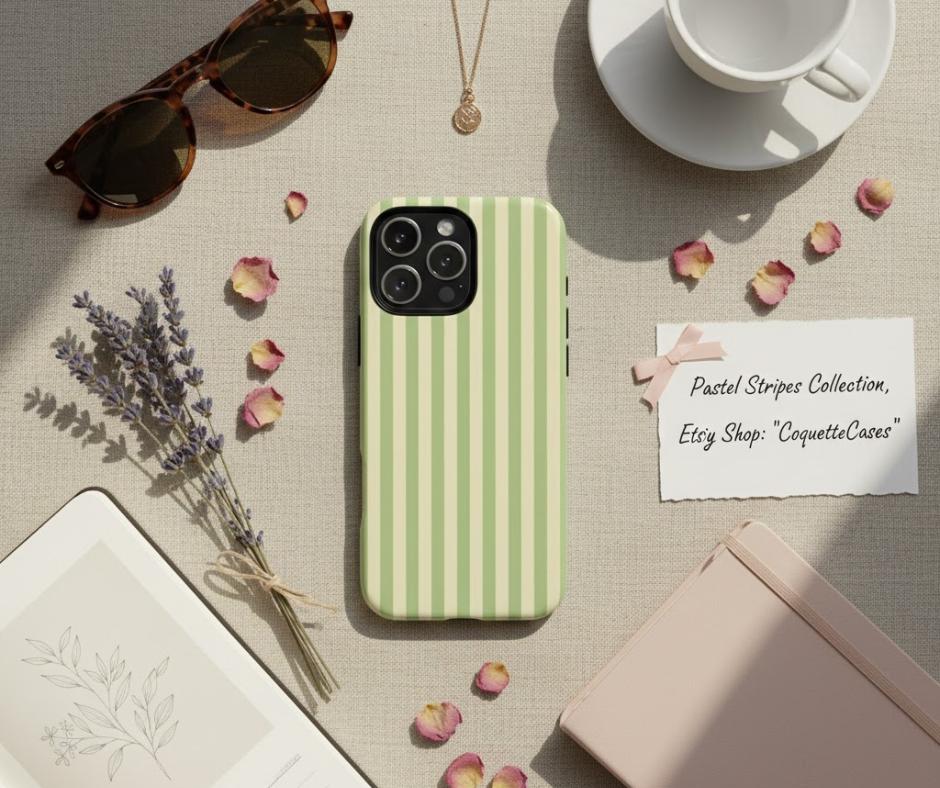 Personalized Pastel Striped Phone Case, Minimal Aesthetic Protective Cover for Iphone 17 16 Promax Samsung Google Pixel, Gift for Her