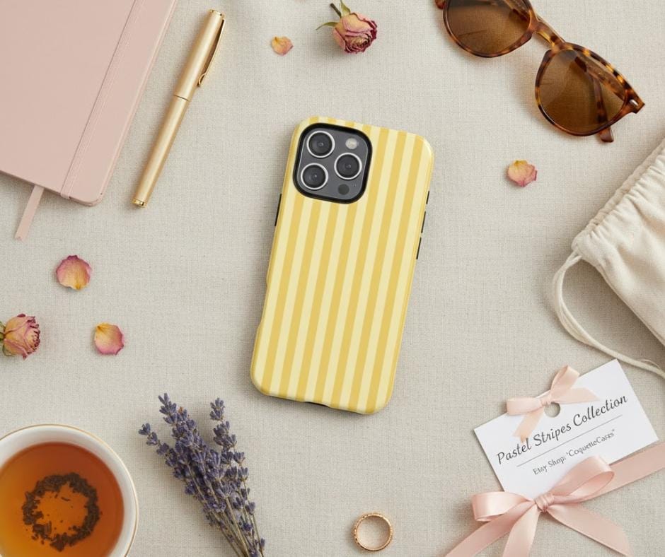 Personalized Pastel Striped Phone Case, Minimal Aesthetic Protective Cover for Iphone 17 16 Promax Samsung Google Pixel, Gift for Her