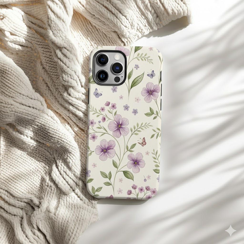 Vintage Floral Pattern Phone Case, Cottagecore Style