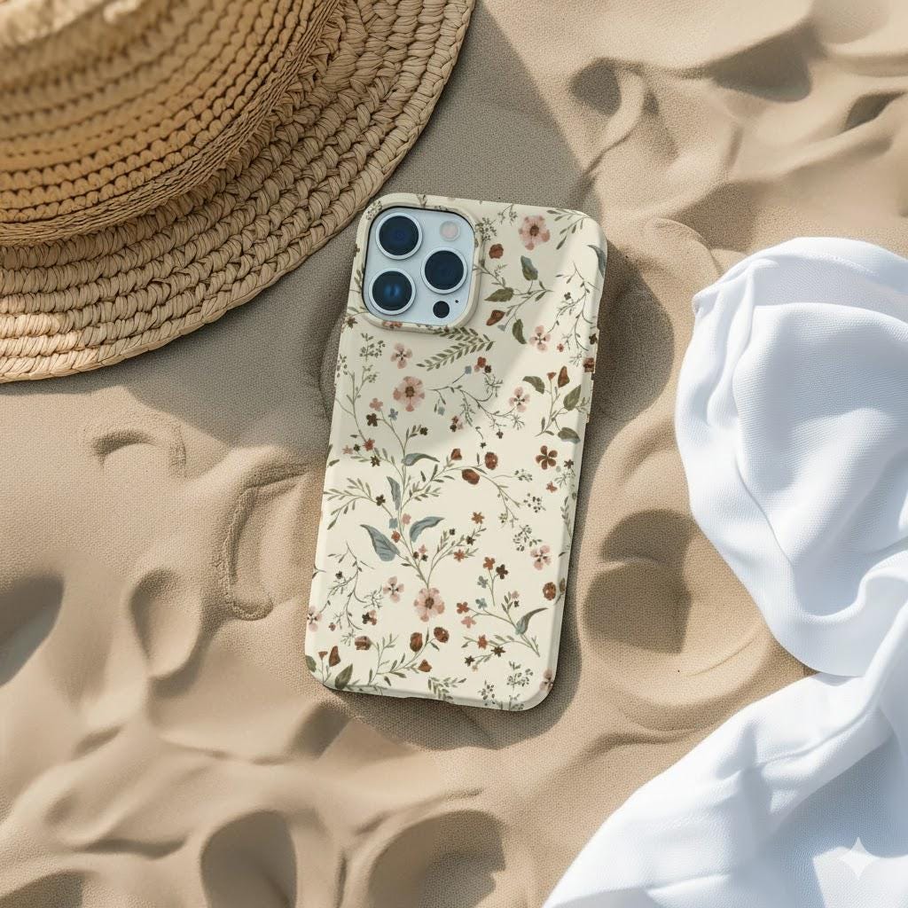 Vintage Floral Pattern Phone Case, Cottagecore Style