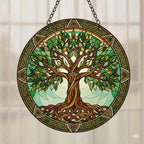 Personalized Stained Glass Celtic Tree of Life Suncatcher – main product view
