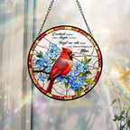 Cardinal Glass Suncatcher, Forget Me Not Memorial Window Hanging – main product view