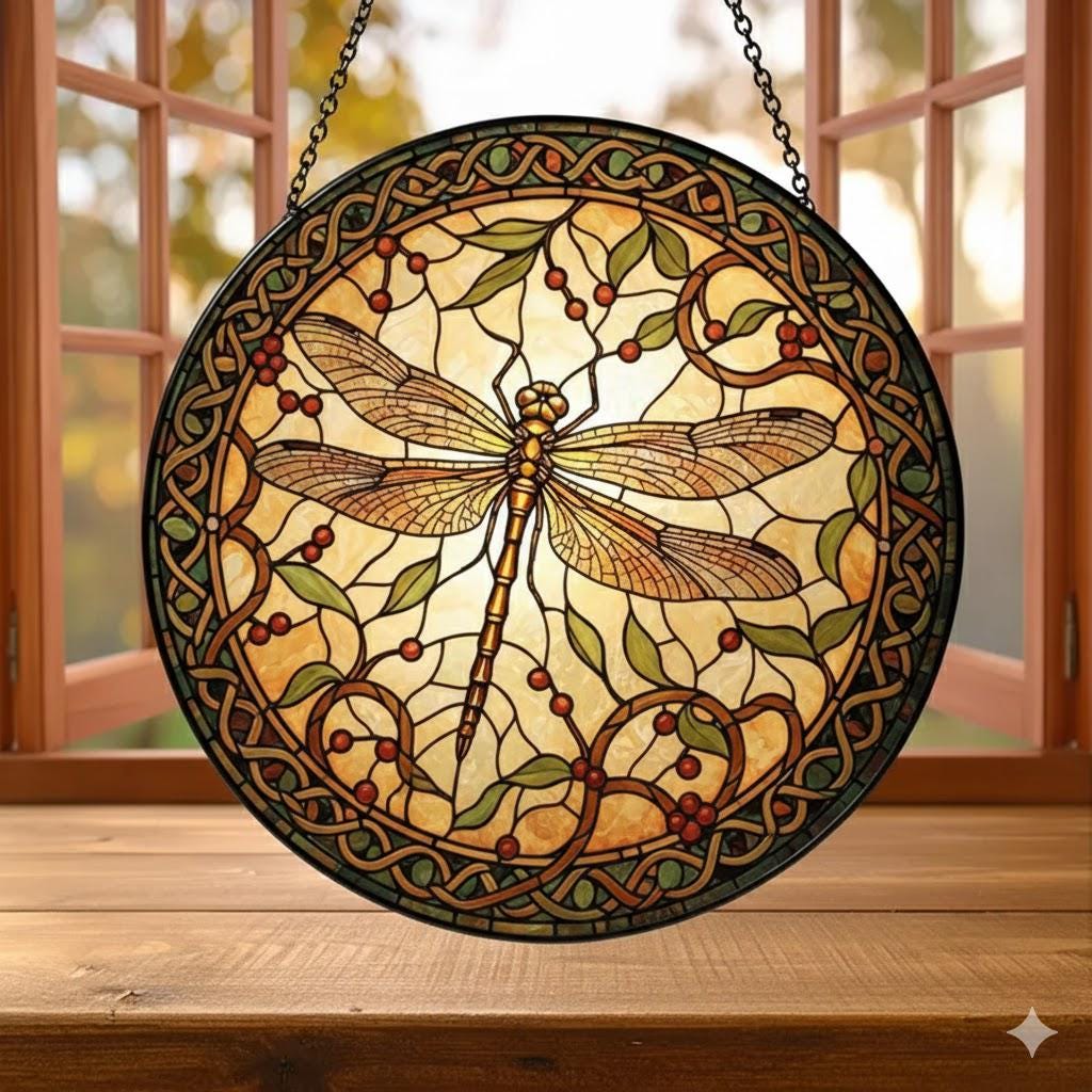 Personalized Dragonfly Glass Suncatcher, Nature Window Art, Garden Decor - product image 1
