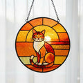 Handmade Stained Glass Cat Suncatcher, Sunset Window Decor - product image 1