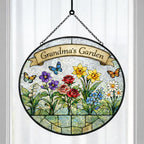 Custom Birth Flower Glass Suncatcher, Grandma's Garden Gift – main product view