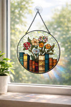 Floral Book Stained Glass Suncatcher – main product view