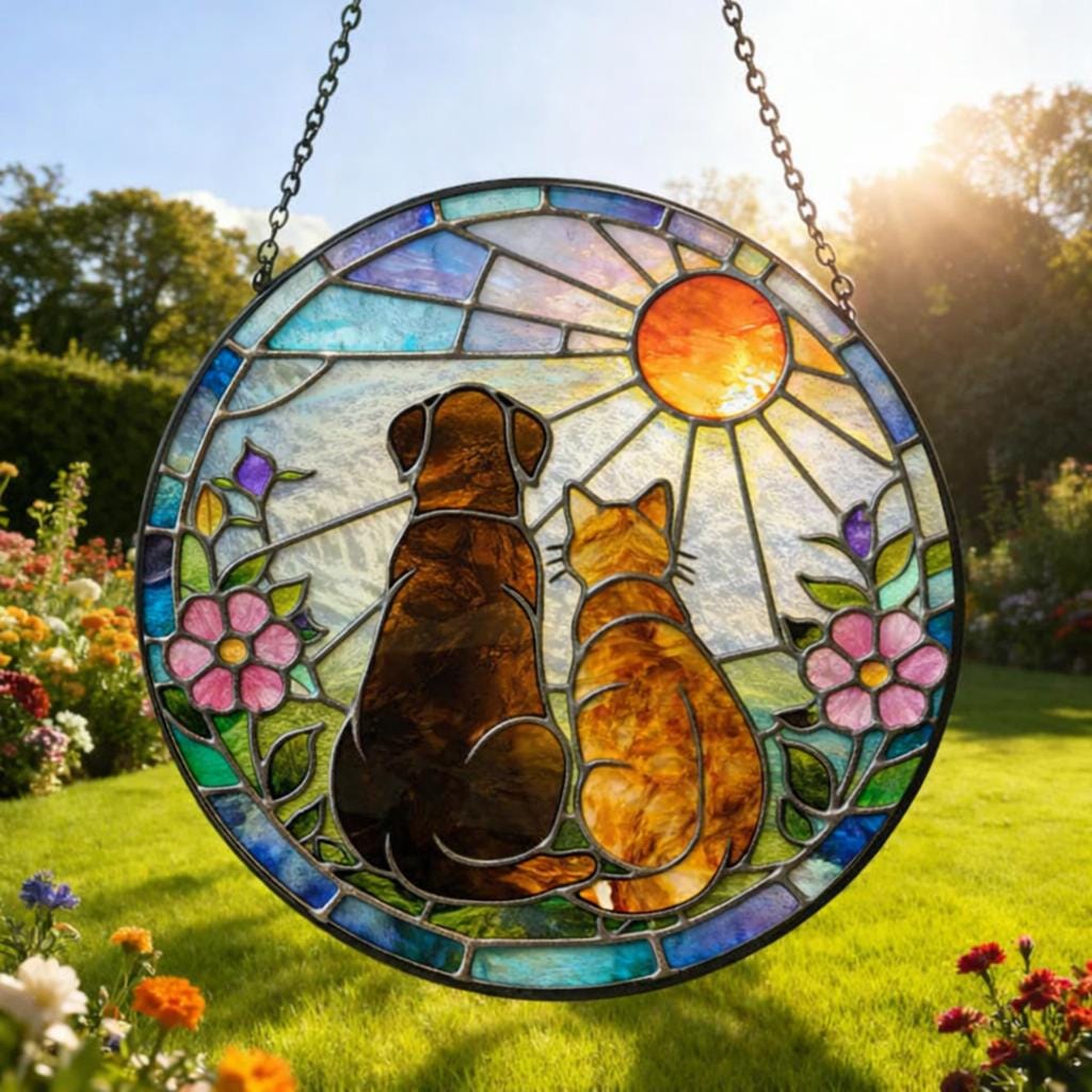 Custom Dog Cat Suncatcher, Stained Glass Pet Ornament, Mom Gift - product image 4