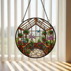 Greenhouse Stained Glass Suncatcher, Plant Lover Window Ornament – main product view