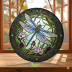 Personalized Dragonfly Stained Glass Suncatcher – main product view