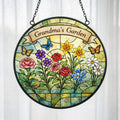Custom Birth Flower Glass Suncatcher, Grandma's Garden Art, Mom Gift - product image 1