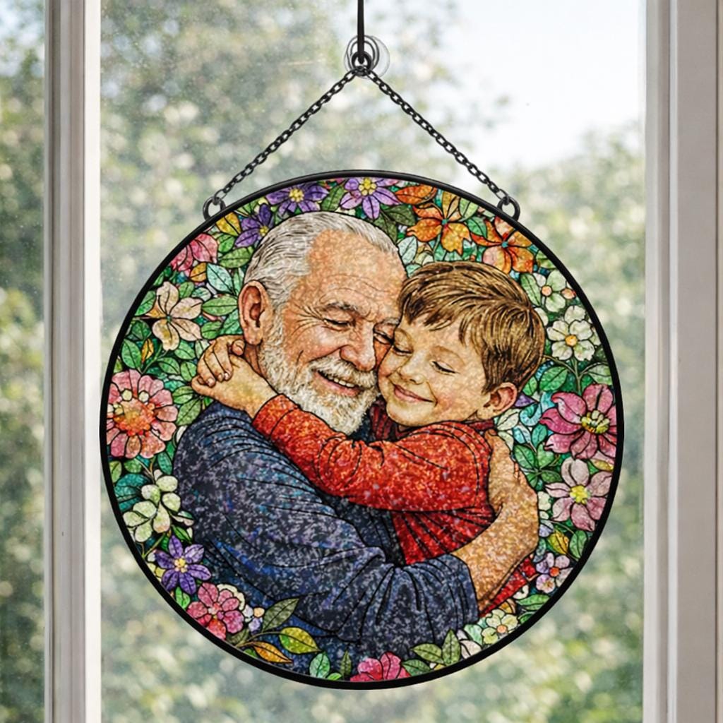 Custom Stained Glass Family Portrait Suncatcher Personalized Photo Window Hanging Gift for Mom Dad Grandma - product image 2