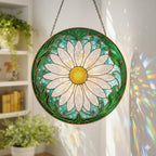 Daisy Glass Suncatcher, Radiant Flower Window Hanging – main product view