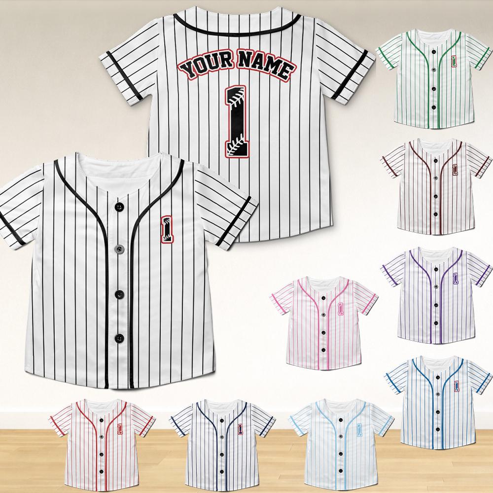 Personalized Kids Baseball Jersey, Custom Toddler Youth First Birthday Shirt - product image 4