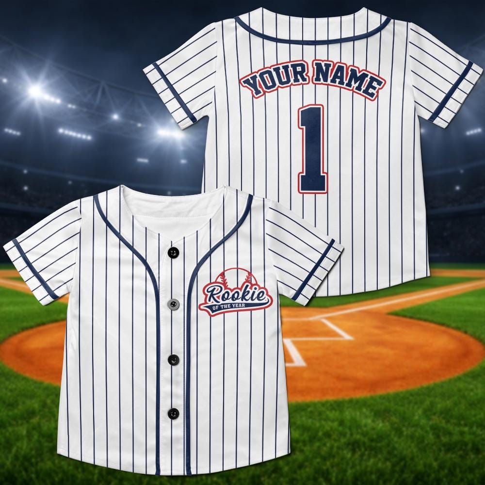 Personalized Rookie Of The Year Baseball Jersey, Kids 1st Birthday Outfit, Family Baseball Shirt - product image 1