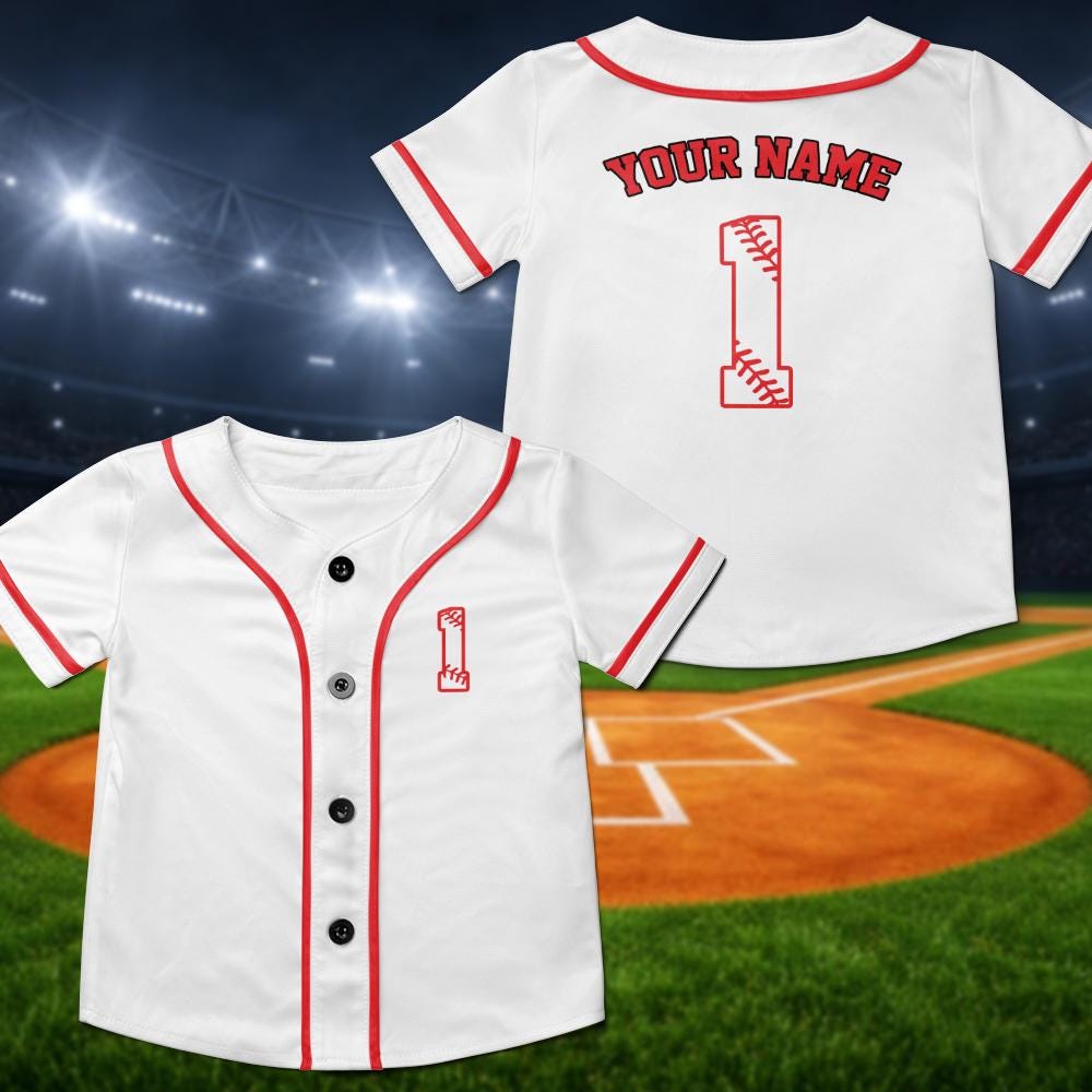 Personalized Kids Baseball Jersey, First Birthday Toddler Shirt, Family Matching Outfit - product image 1