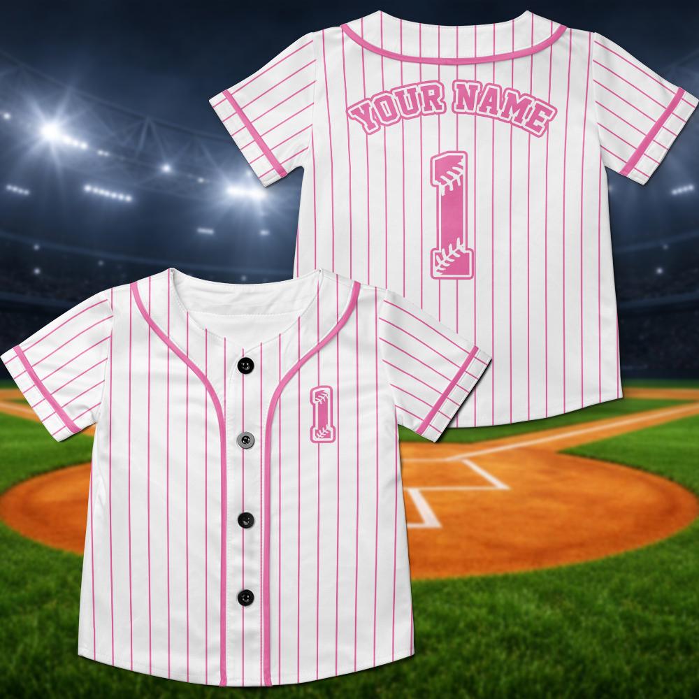Personalized Kids Baseball Jersey, Custom Toddler Youth First Birthday Shirt - product image 8
