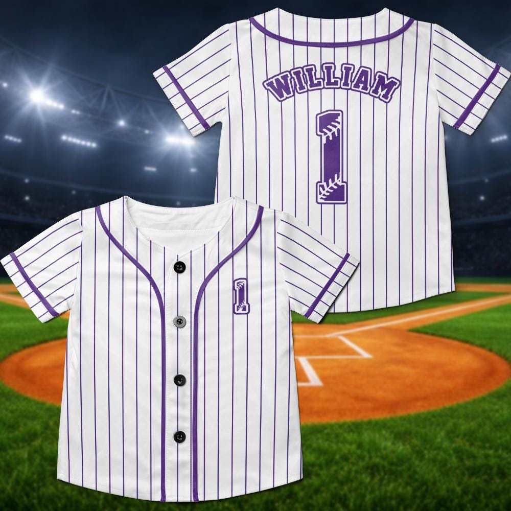 Personalized Kids Baseball Jersey, Custom Toddler Youth First Birthday Shirt - product image 7