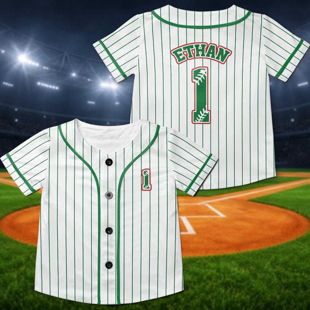 Personalized Kids Baseball Jersey, Custom Toddler Youth First Birthday Shirt - product image 5