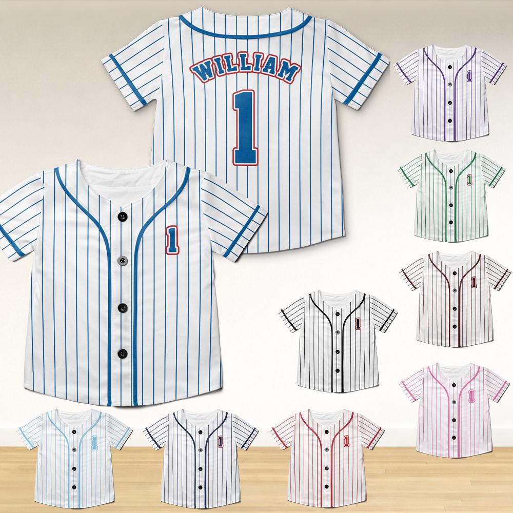 Custom Kids Baseball Jersey, First Birthday Outfit, Boys Girls Shirt - product image 1