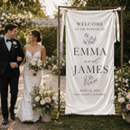 Personalized Wedding Welcome Banner, Satin Fabric Sign With Ribbon – product photo 6