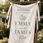 Personalized Wedding Welcome Banner, Satin Fabric Sign With Ribbon – product photo 9