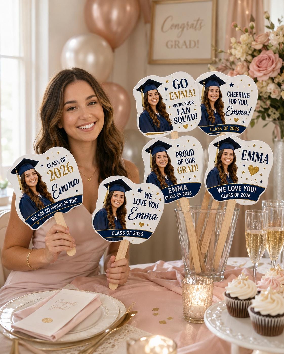 Custom Photo Graduation Fan, Class of 2026 Grad Squad Prop - product image 9