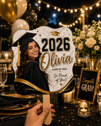 Custom Graduation Photo Fan, Personalized Class of 2026 Glitter Grad Party Prop – product photo 4