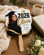 Custom Graduation Photo Fan, Personalized Class of 2026 Glitter Grad Party Prop – product photo 5