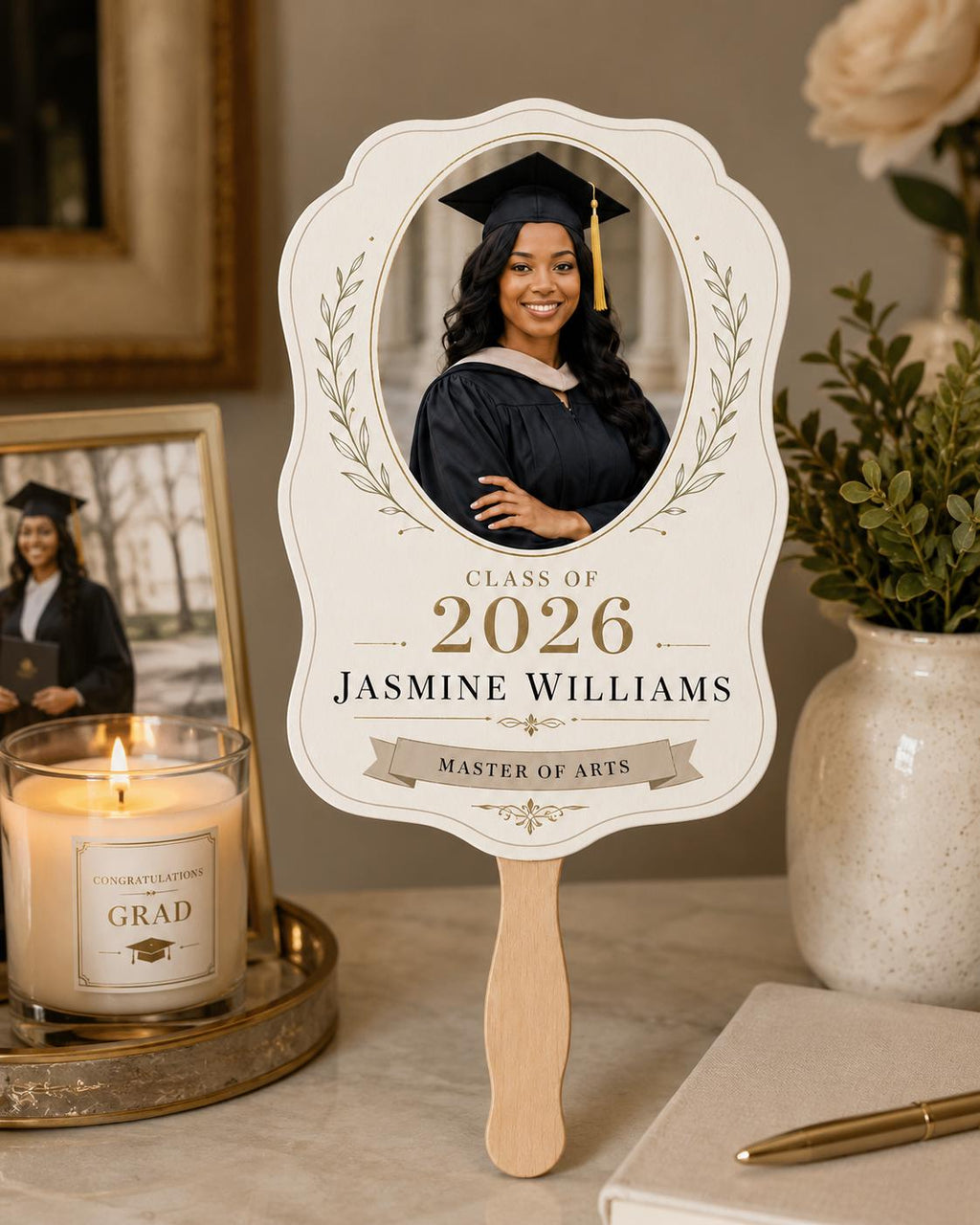 Elegant Graduation Photo Fan, Custom Class of 2026 Hand Fan, Personalized Graduate Gift - product image 6