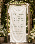 Custom Satin Wedding Weekend Welcome Banner – product photo 2