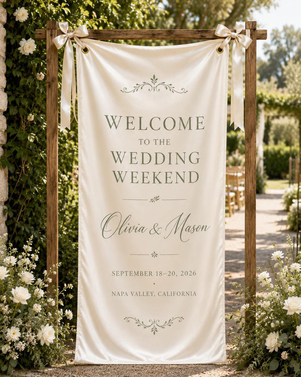 Custom Satin Wedding Weekend Welcome Banner, Personalized Event Sign - product image 6
