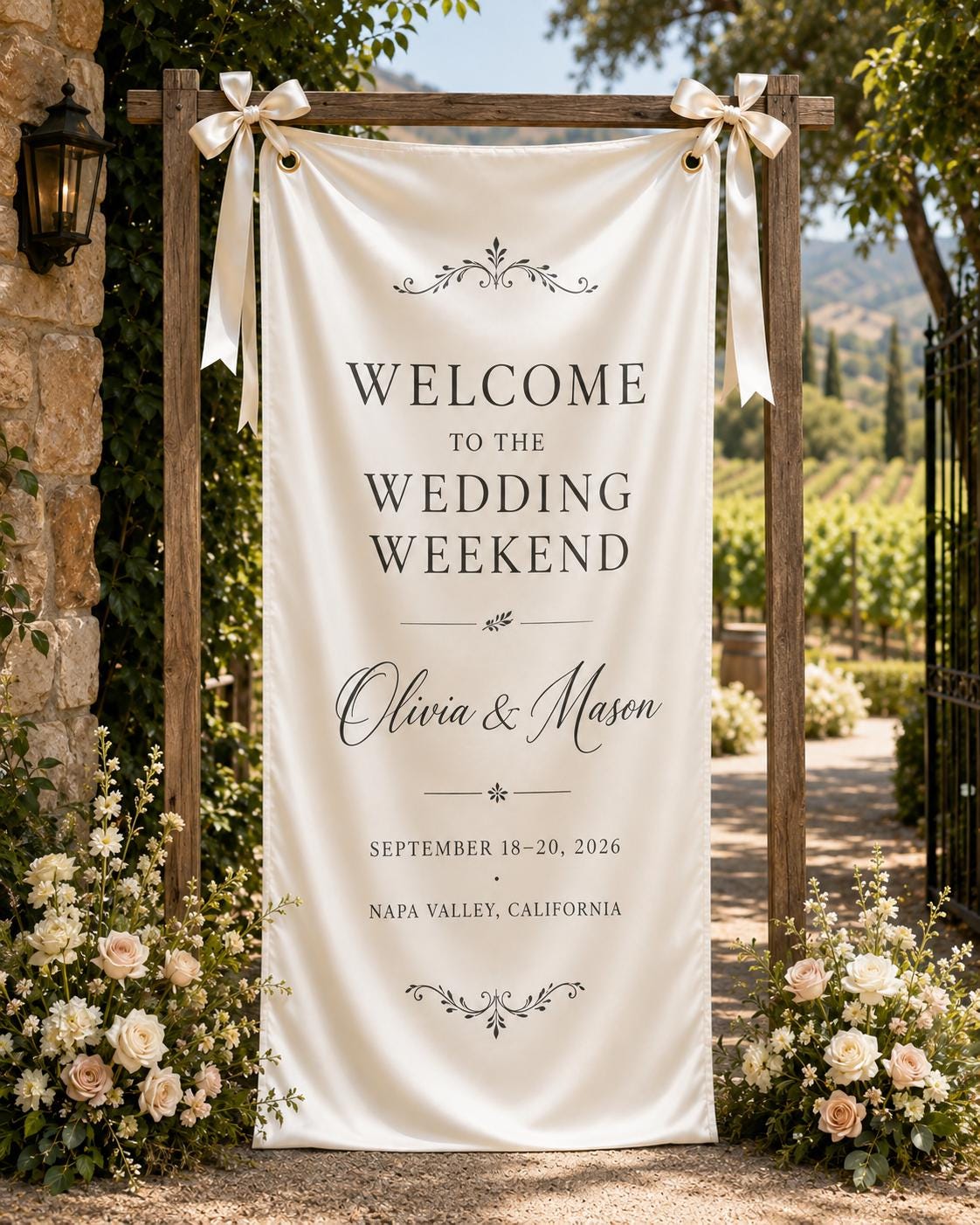 Custom Satin Wedding Weekend Welcome Banner, Personalized Event Sign - product image 8