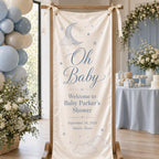 Personalized Satin Baby Shower Welcome Banner, Custom Fabric Event Sign – main product view