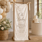 Personalized Satin Baby Shower Welcome Banner, Custom Fabric Event Sign – product photo 5