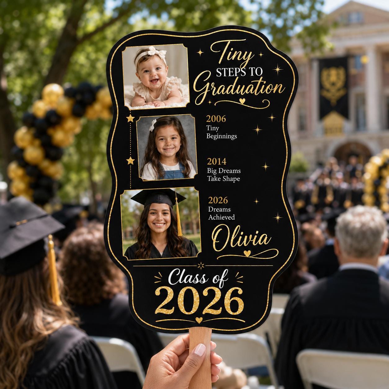 Custom Graduation Photo Fan, Class of 2026 Timeline Keepsake, Personalized Celebration Prop - product image 7