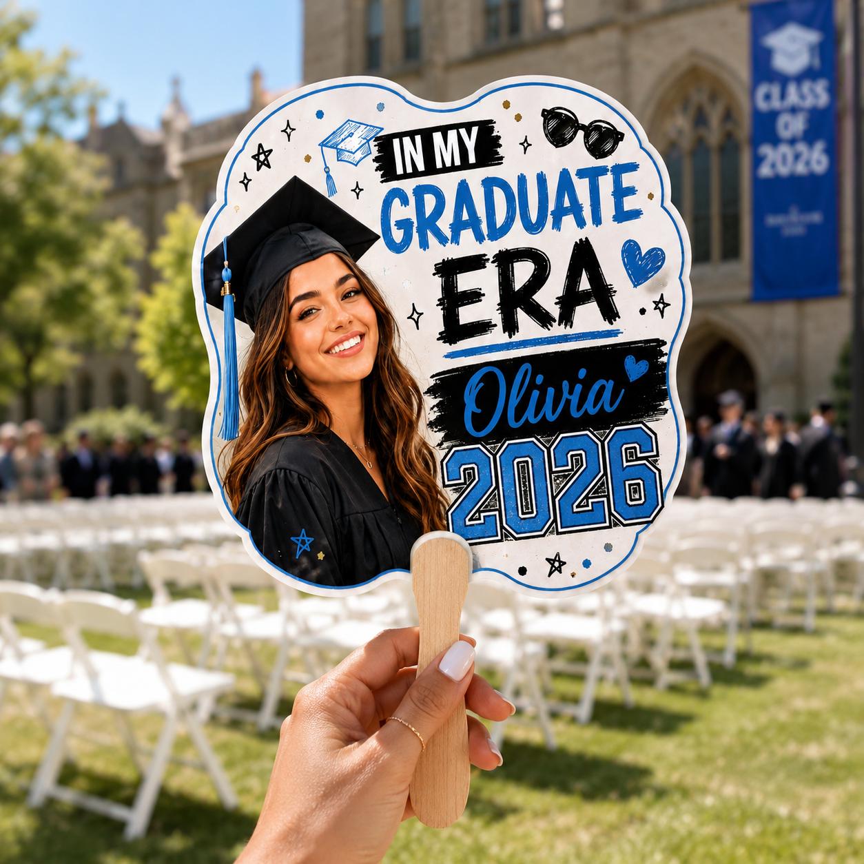 Custom Graduation Photo Hand Fan, Class of 2026 Grad Party Prop - product image 9