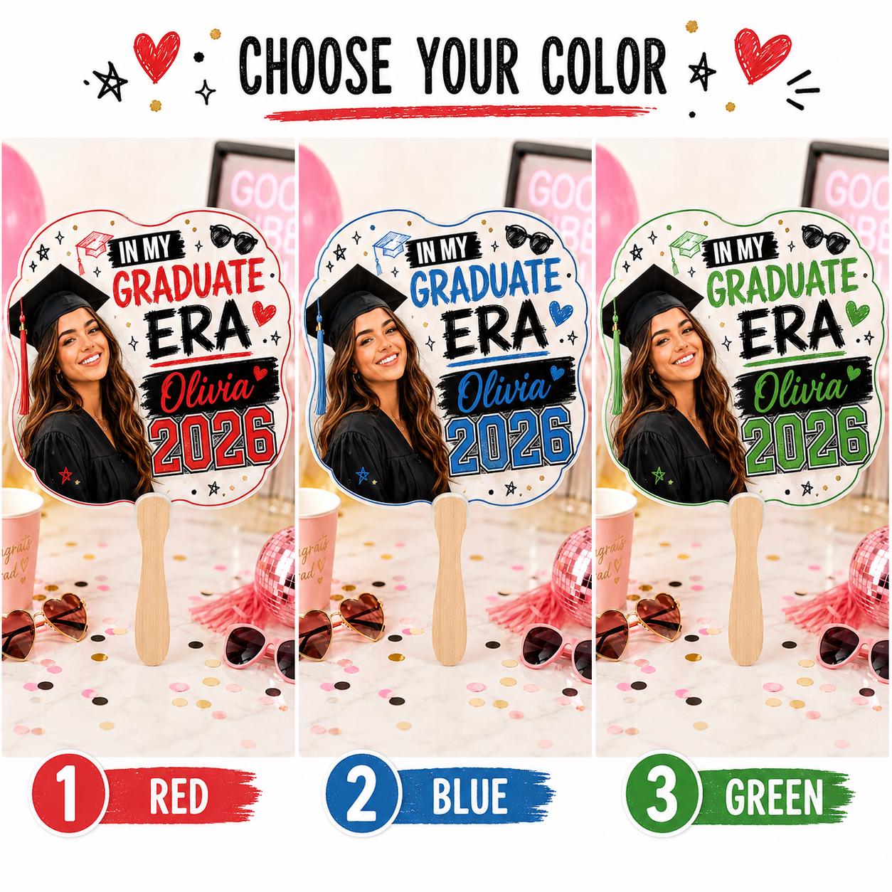 Custom Graduation Photo Hand Fan, Class of 2026 Grad Party Prop - product image 3