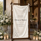 Personalized Satin Wedding Welcome Banner, Custom Ceremony Signage – main product view