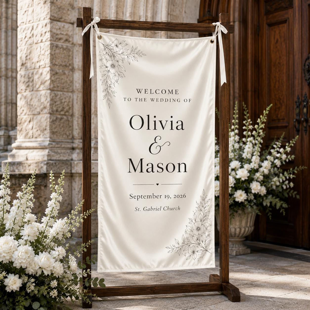 Personalized Satin Wedding Welcome Banner, Custom Ceremony Signage - product image 10
