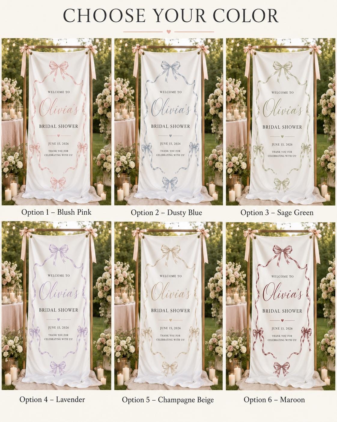 Personalized Satin Bridal Shower Welcome Banner, Custom Event Decor Sign - product image 5