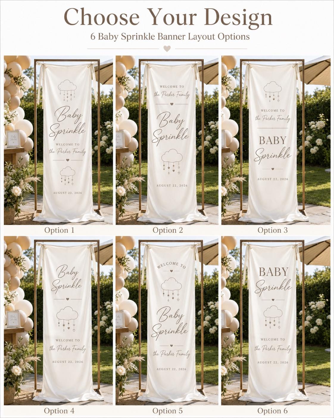 Personalized Baby Sprinkle Welcome Banner, Neutral Satin Party Sign - product image 4