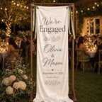 Custom Satin Engagement Party Welcome Banner – product photo 6