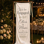 Custom Satin Engagement Party Welcome Banner – product photo 7