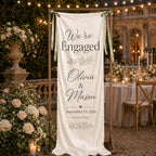 Custom Satin Engagement Party Welcome Banner – product photo 5