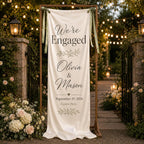 Custom Satin Engagement Party Welcome Banner – product photo 8