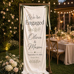 Custom Satin Engagement Party Welcome Banner – product photo 9