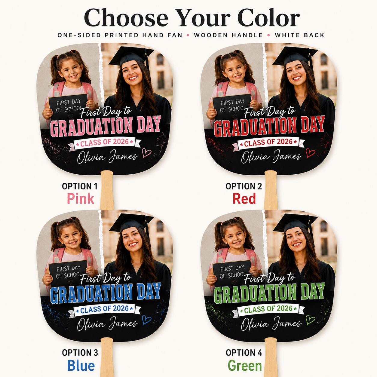 Custom Photo Graduation Fan, Class of 2026 Keepsake, Personalized Graduate Souvenir - product image 3