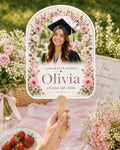 Floral Graduation Photo Fan, Custom Class of 2026 Keepsake, Personalized Flower Graduate Souvenir - product image 1