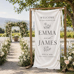 Personalized Wedding Welcome Banner, Satin Fabric Sign With Ribbon – product photo 5